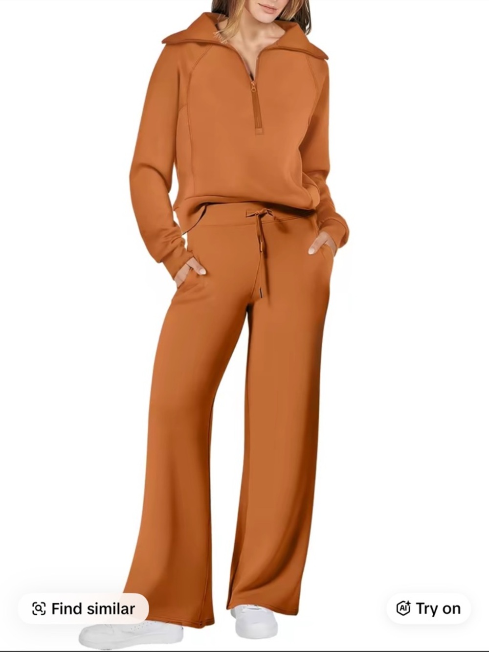 Women's Wide-Leg Lounge Jumpsuit - Rust XS